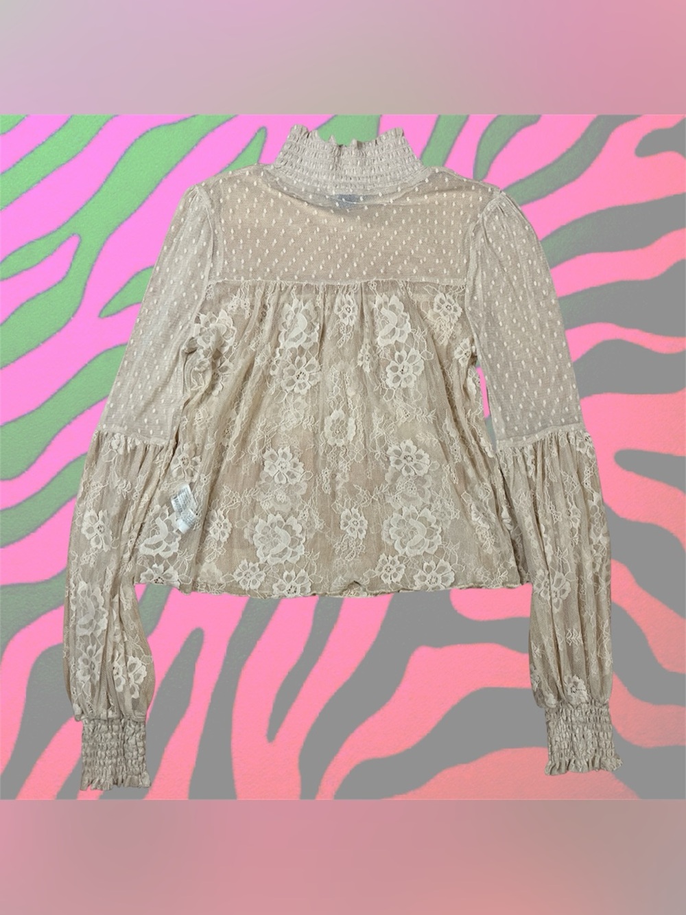 romantic high neck long sleeve lace top